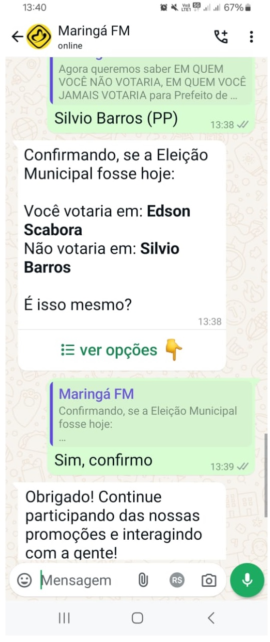 Maringá FM estaria realizando enquete política ilegal?