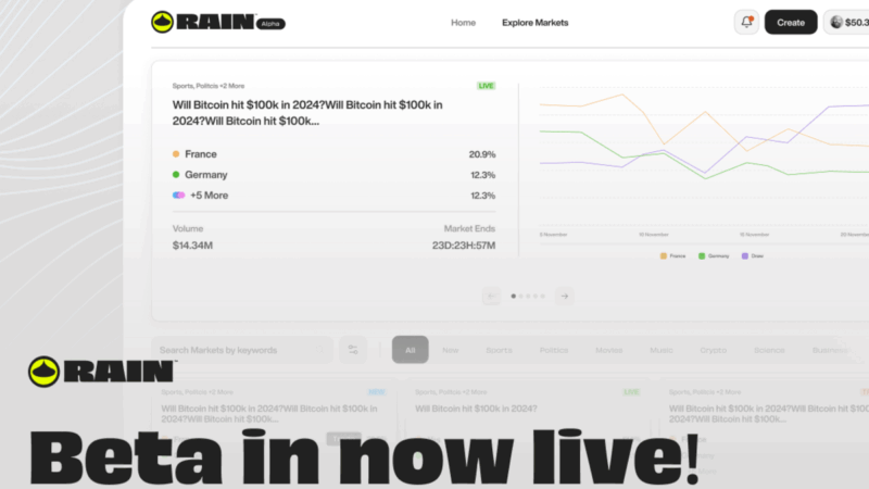 Rain Trade adota modelo descentralizado em mercados preditivos
