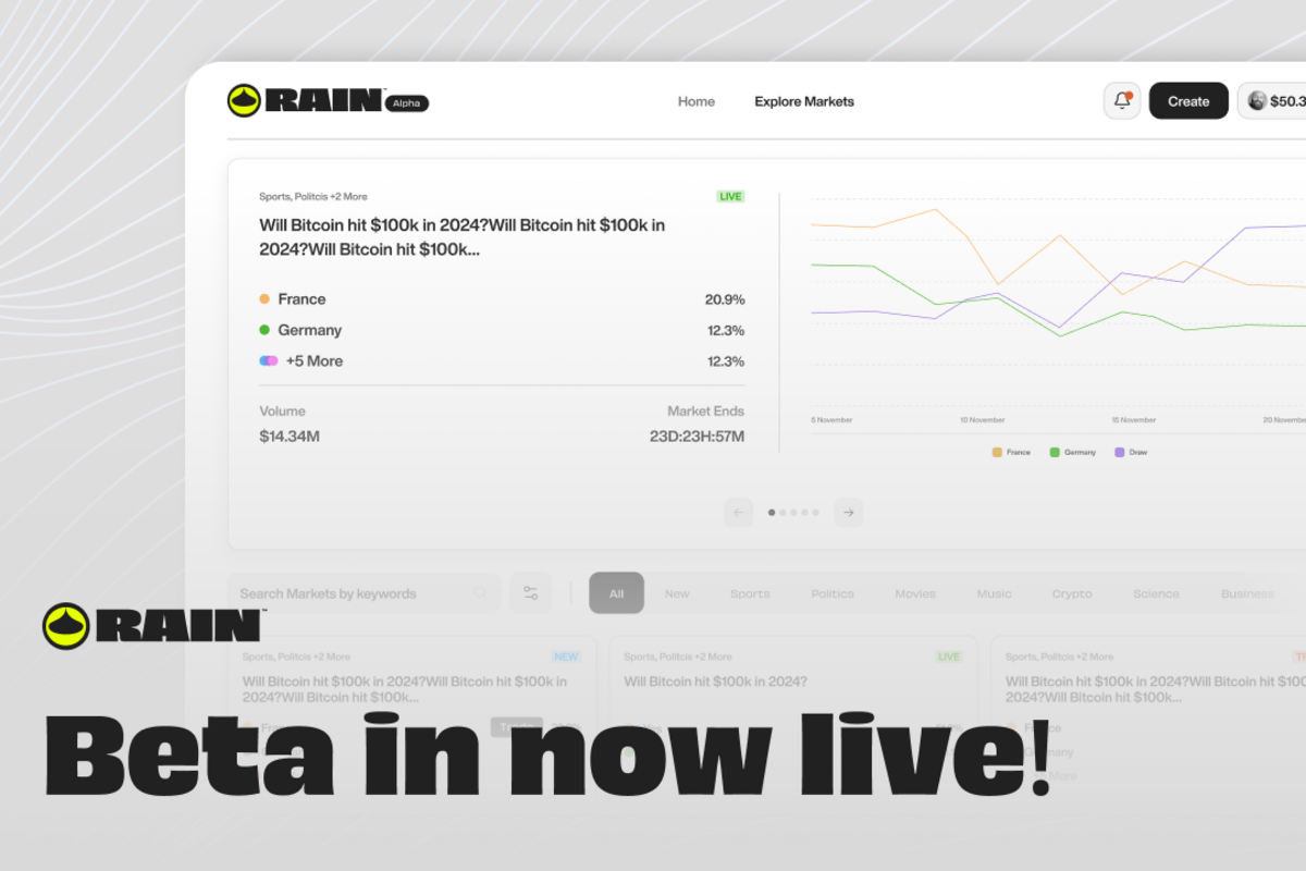 Rain Trade adota modelo descentralizado em mercados preditivos