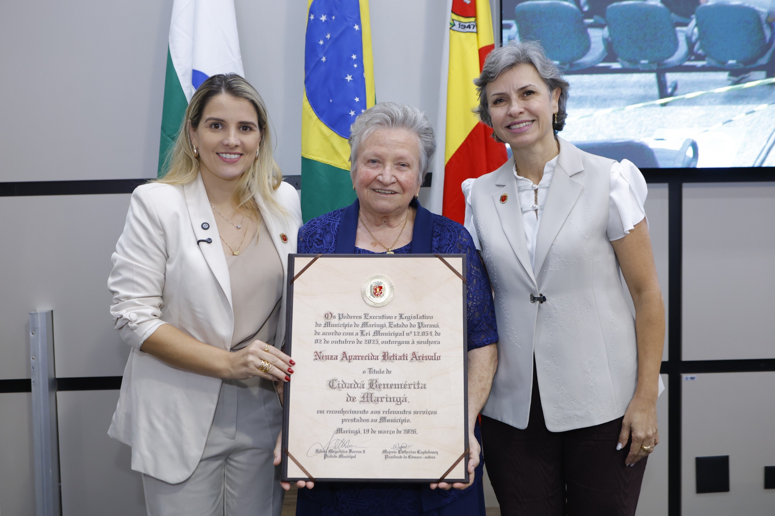 Majô homenageia cofundadora do Colégio Mater Dei com o Título de Cidadã Benemérita de Maringá