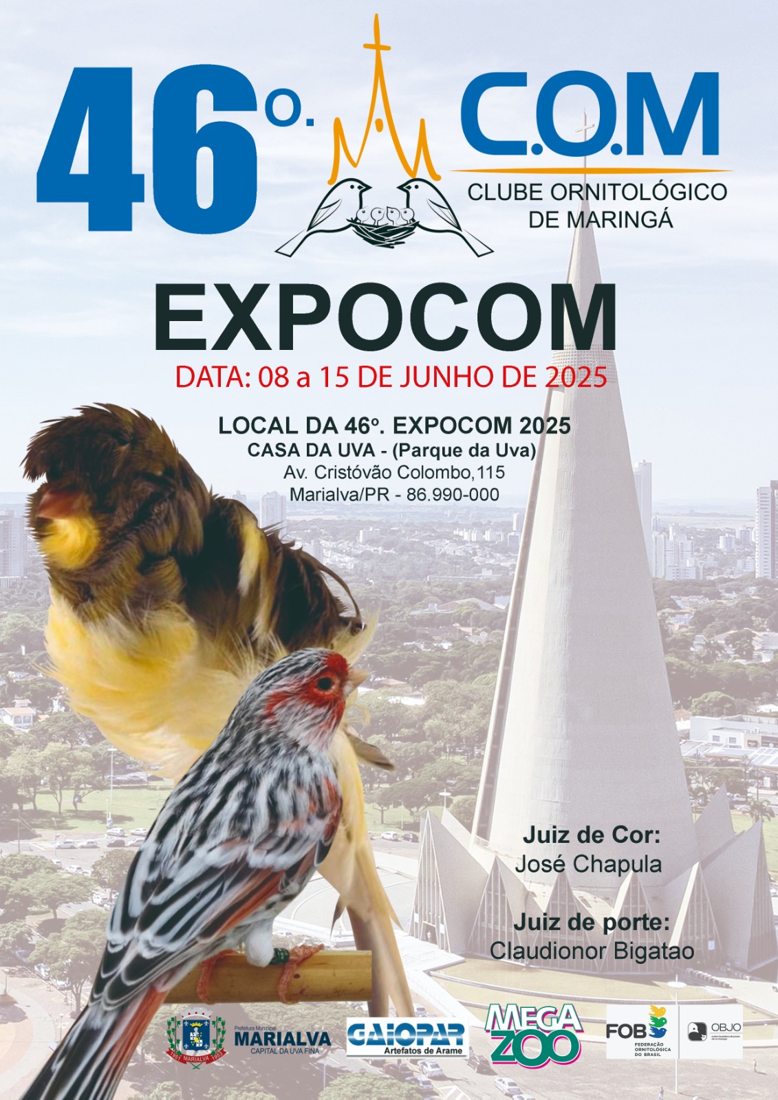 46ª EXPOCOM reunirá apaixonados por aves em Marialva de 8 a 15 de junho