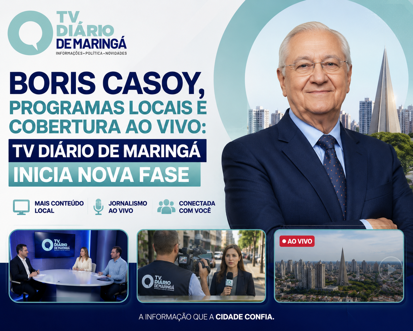 Boris Casoy, programas locais e cobertura ao vivo: TV Diário de Maringá inicia nova fase